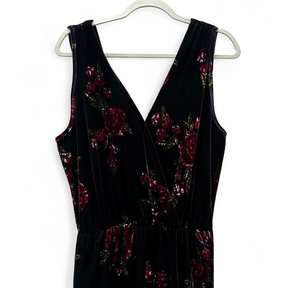 Xhilaration Floral Black Velvet Jumpsuit - Picture 3 of 7